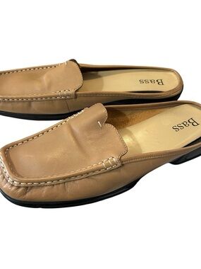 Bass Elle Leather Mules Tan Slip-On Shoes Size 9.5